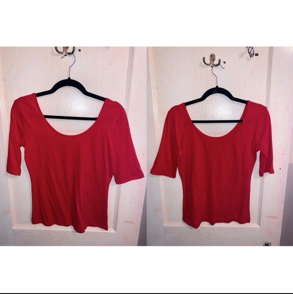 Red Scoop Neck Top